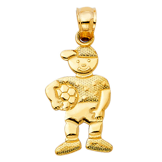 14K Yellow Gold Boy with Soccer Ball Pendant