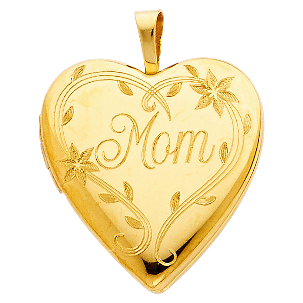 14K Yellow Gold Heart Shaped Locket Pendant