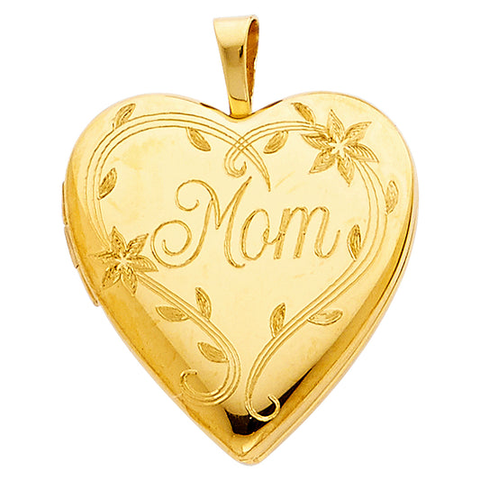 14K Yellow Gold Heart Shaped Locket Pendant