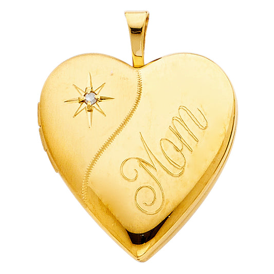 14K Yellow Gold Heart Shaped Locket Pendant