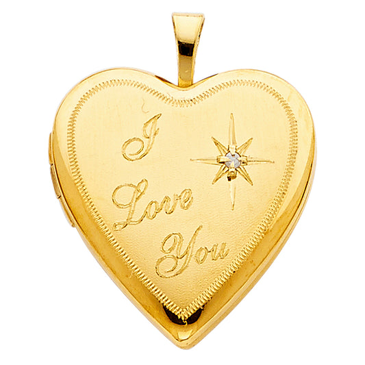 14K Yellow Gold Heart Shaped Locket Pendant