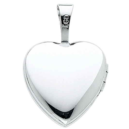 14K White Gold Heart Shaped Locket Pendant