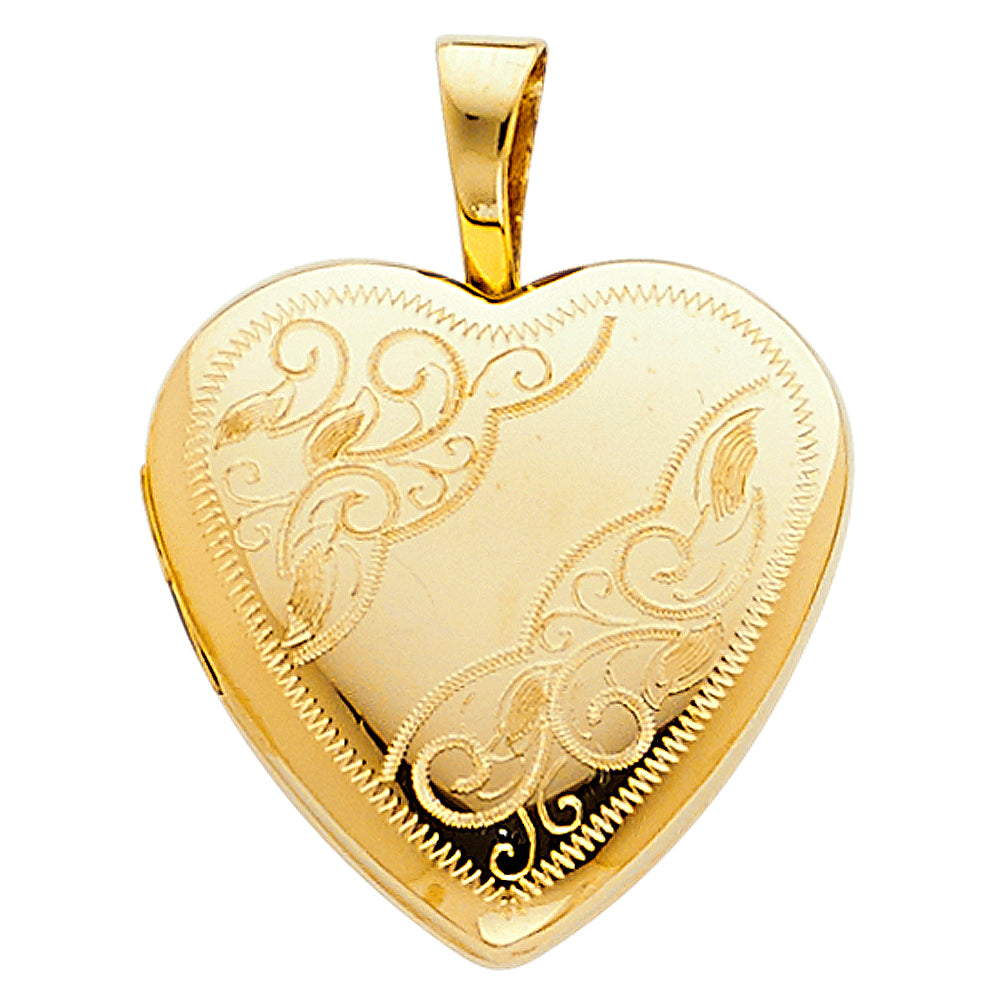 14K Yellow Gold Heart Shaped Locket Pendant