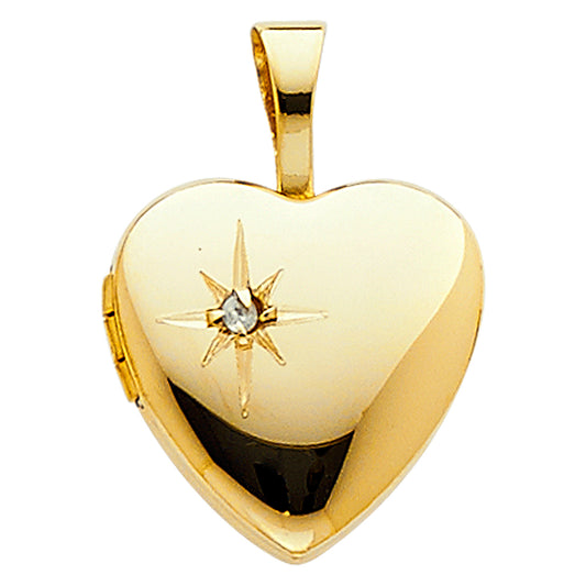 14K Yellow Gold Heart Shaped Locket Pendant