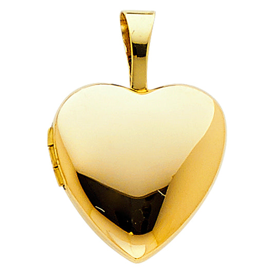 14K Yellow Gold Heart Shaped Locket Pendant