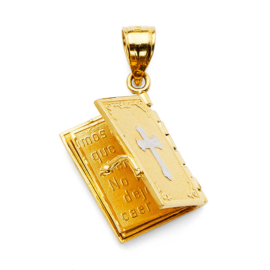 14K Two-Tone Gold Holy Bible Locket Pendant