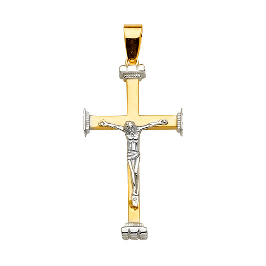 14K Two-Tone Gold Crucifix Pendant aprox 1 3/4" tall