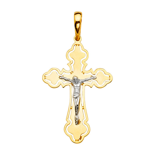 14K Two-Tone Gold Crucifix Pendant aprox 1 3/4" tall