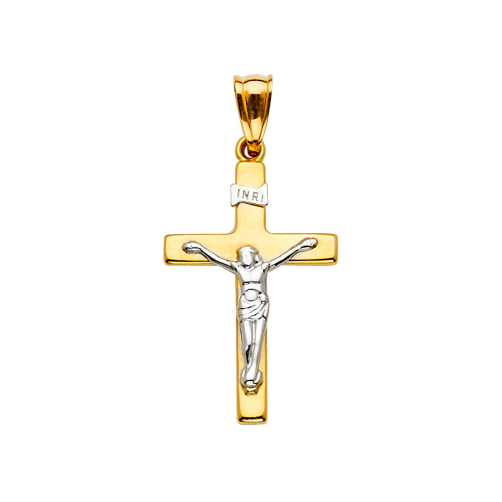 14K Two-Tone Gold Crucifix Pendant aprox 1 1/4" tall