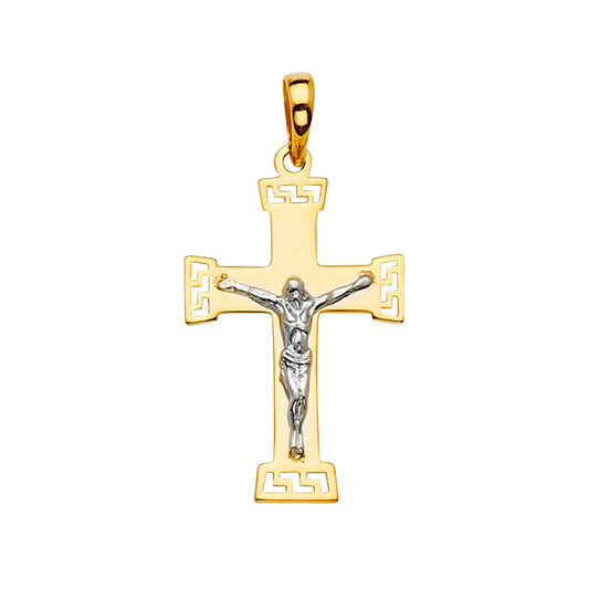 14K Two-Tone Gold Crucifix Pendant aprox 1 1/4" tall