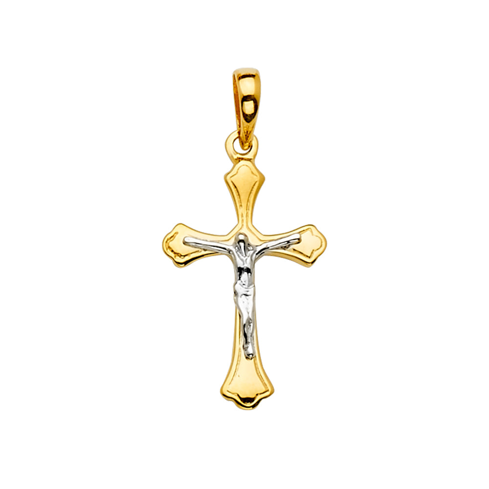 14K Two-Tone Gold Crucifix Pendant aprox 1 1/4" tall