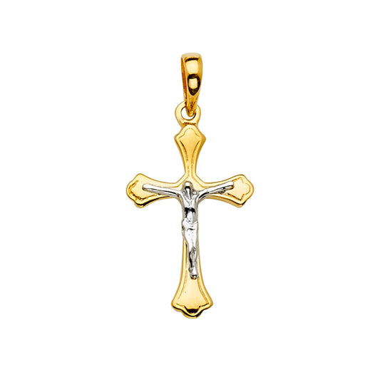 14K Two-Tone Gold Crucifix Pendant aprox 1 1/4" tall