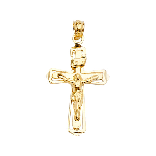 14K Yellow Gold Open Frame Crucifix Pendant aprox 1 1/4" tall