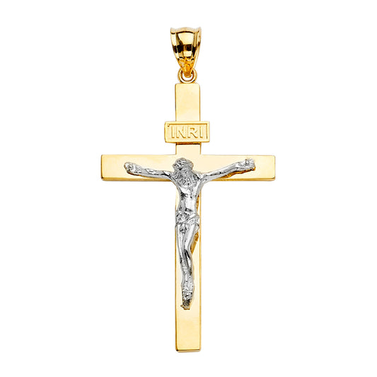 14K Two-Tone Gold Crucifix Pendant aprox 2 1/4" tall