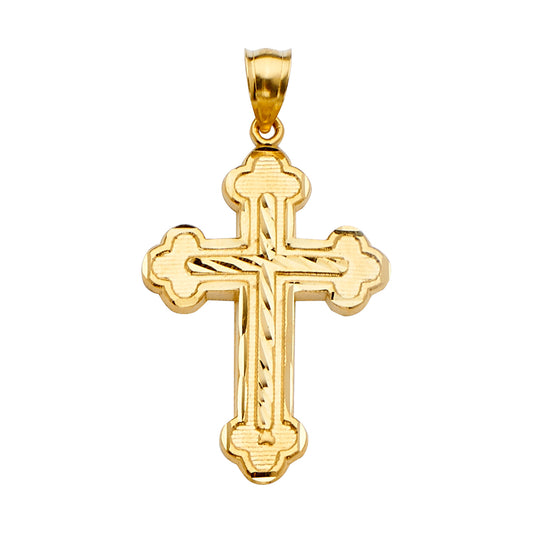 14K Yellow Gold Diamond-Cut Cross Pendant aprox 2" tall