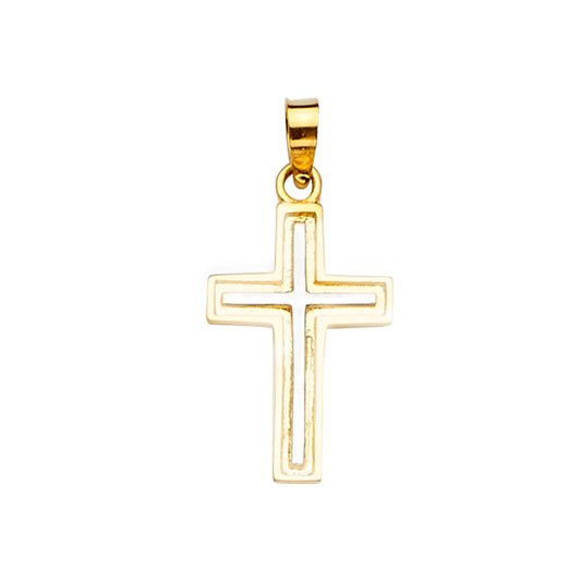 14K Two-Tone Gold High-Polished Cross Pendant aprox 1" tall