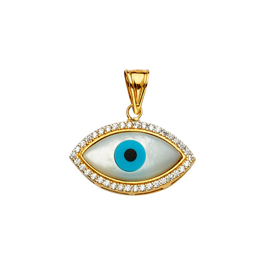 14K Yellow Gold Evil Eye CZ Pendant