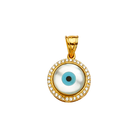 14K Yellow Gold Evil Eye CZ Pendant