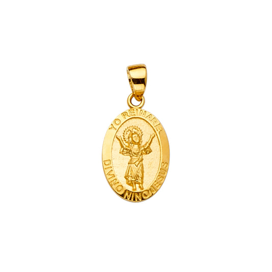 14K Yellow Gold Divino Niño Oval Medallion aprox 3/4" tall