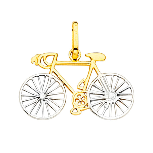 14K Two-Tone Gold Bicycle Design Pendant