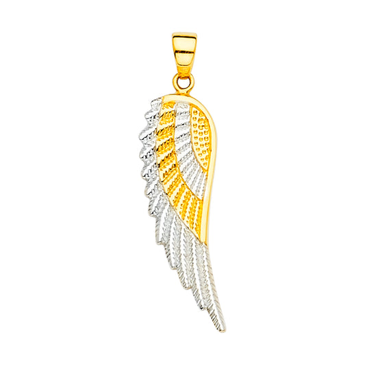 14K Two-Tone Gold Angel Wing Pendant