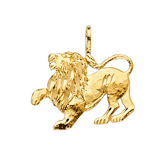14K Yellow Gold Lion Pendant 0.8" Tall
