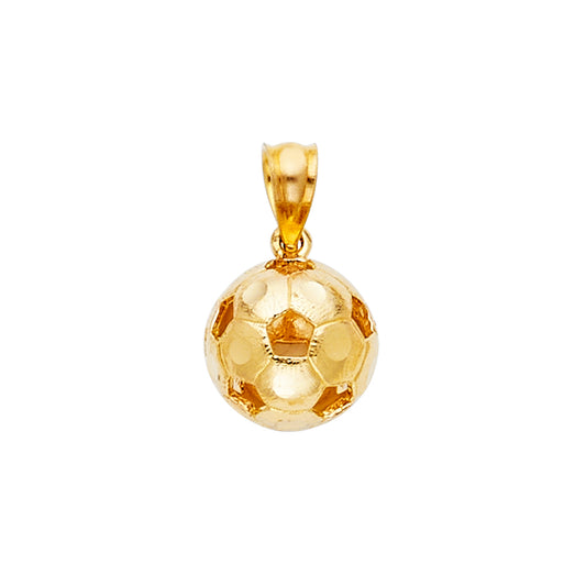 14K Yellow Gold Soccer Ball Design Pendant