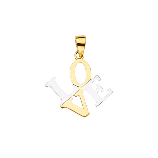 14K Two-Tone Gold LOVE Letter Pendant