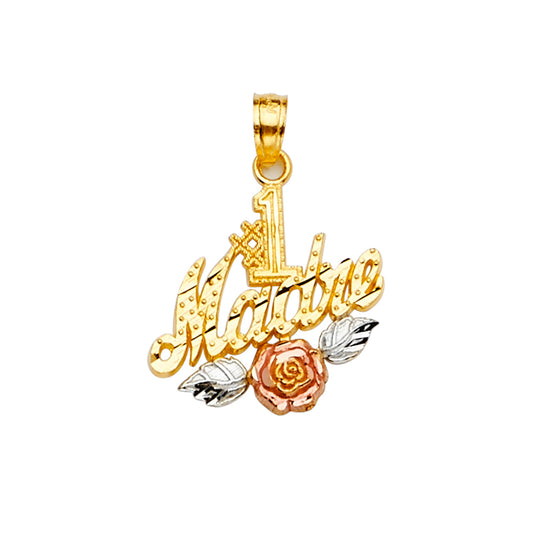 14K Tri-Color Gold #1 Madre Pendant