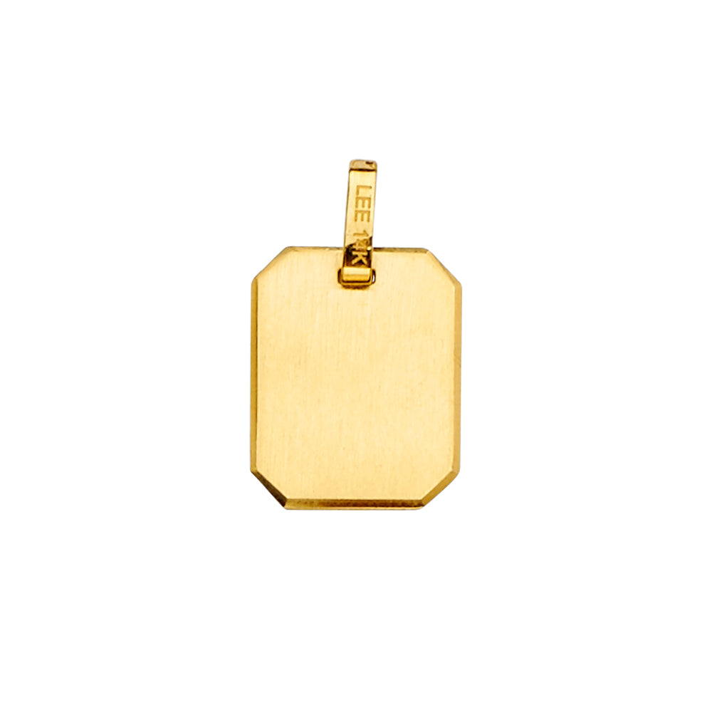 14K Yellow Gold Rectangular ID Plate Pendant