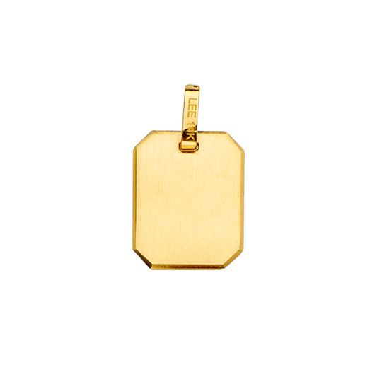 14K Yellow Gold Rectangular ID Plate Pendant