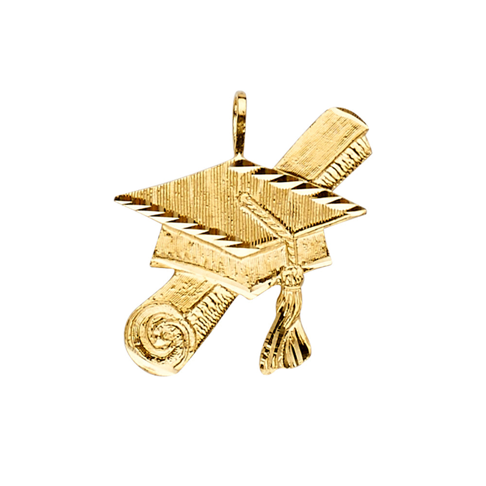14K Yellow Gold Graduation Cap and Diploma Charm