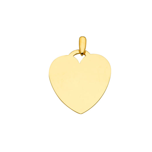 14K Yellow Gold Heart ID Plate Pendant