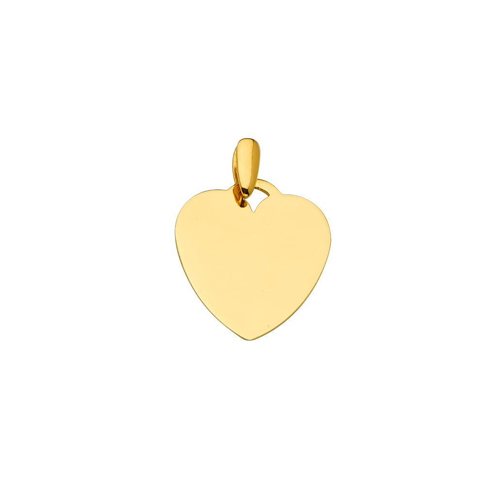 14K Yellow Gold Heart ID Plate Pendant