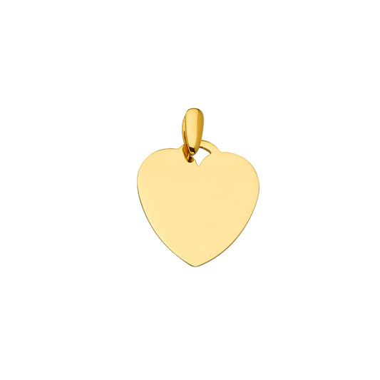 14K Yellow Gold Heart ID Plate Pendant