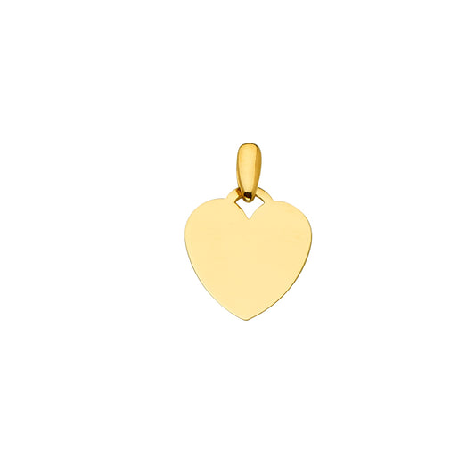 14K Yellow Gold Heart ID Plate Pendant
