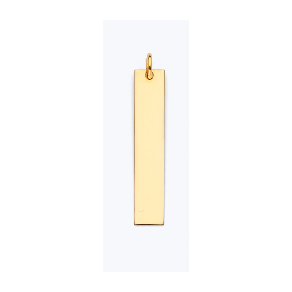 14K Yellow Gold Vertical Bar ID Plate Pendant