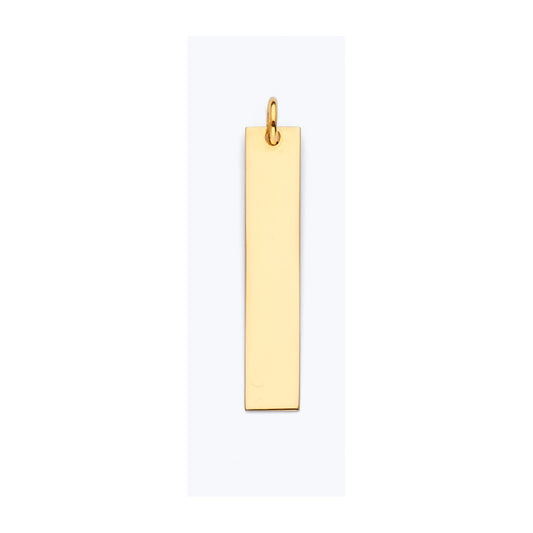 14K Yellow Gold Vertical Bar ID Plate Pendant