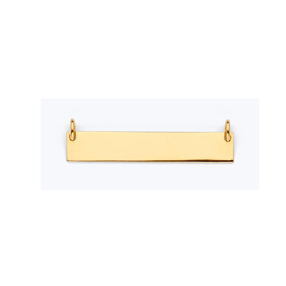 14K Yellow Gold Horizontal Bar ID Plate Pendant
