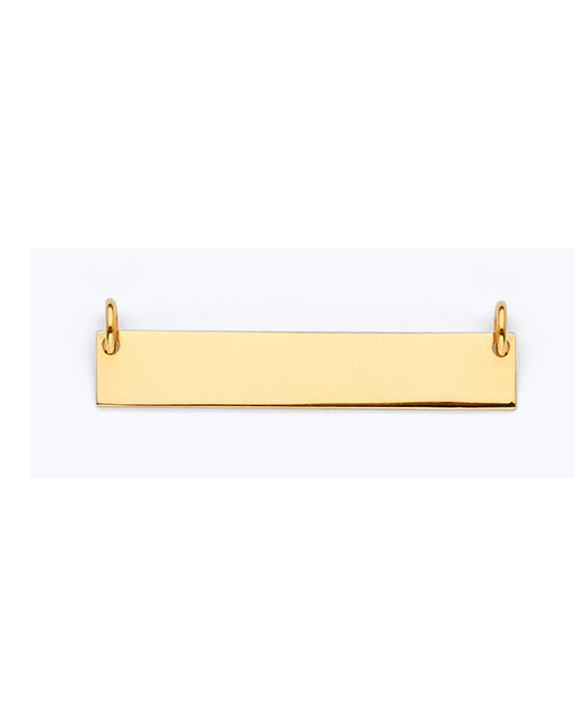 14K Yellow Gold Horizontal Bar ID Plate Pendant