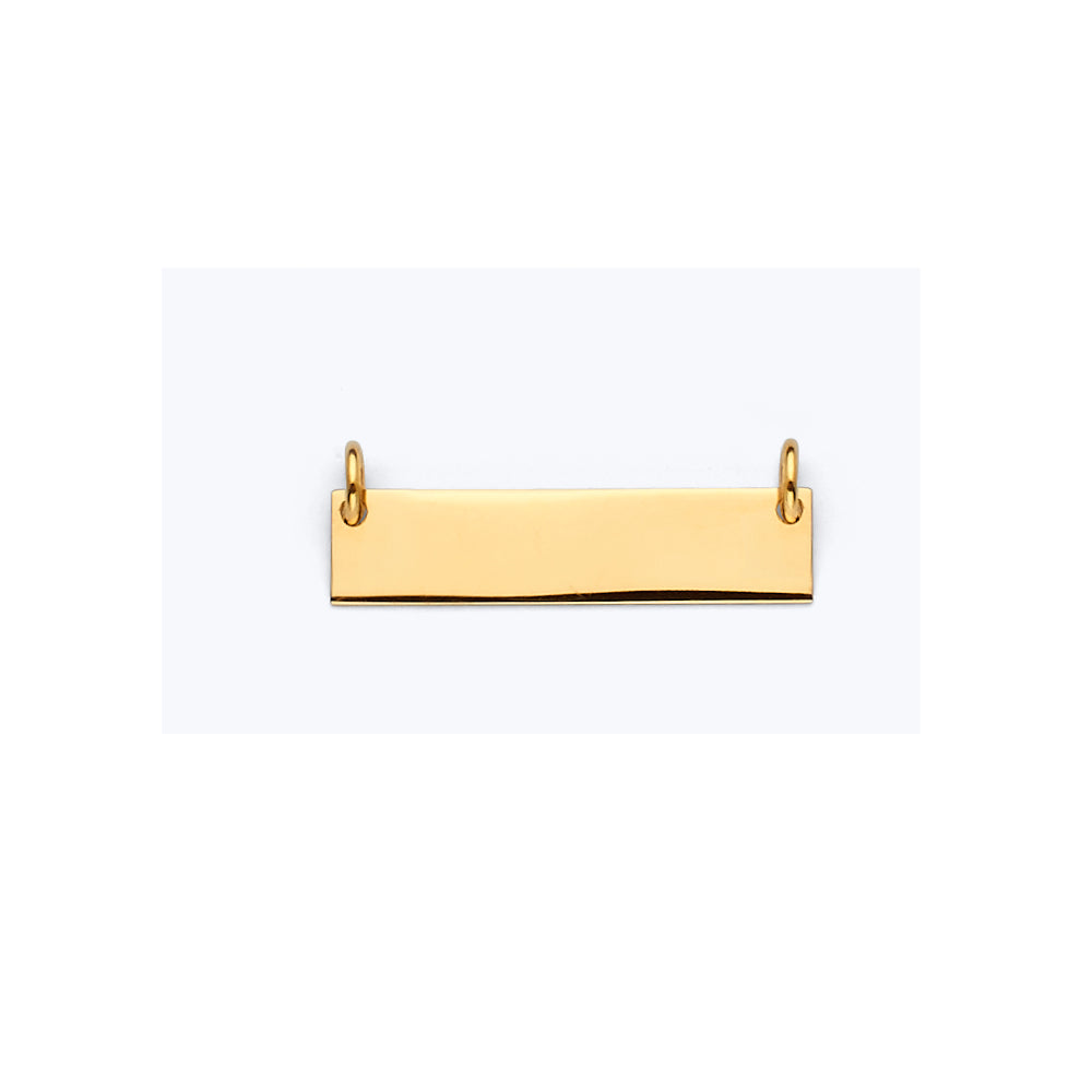 14K Yellow Gold Horizontal Bar ID Plate Pendant