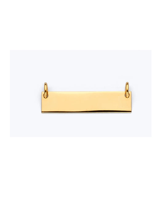14K Yellow Gold Horizontal Bar ID Plate Pendant
