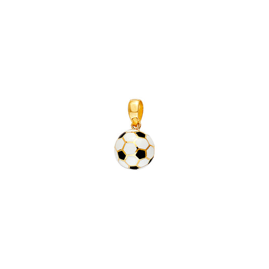 14K Yellow Gold Enamel Soccer Ball Pendant