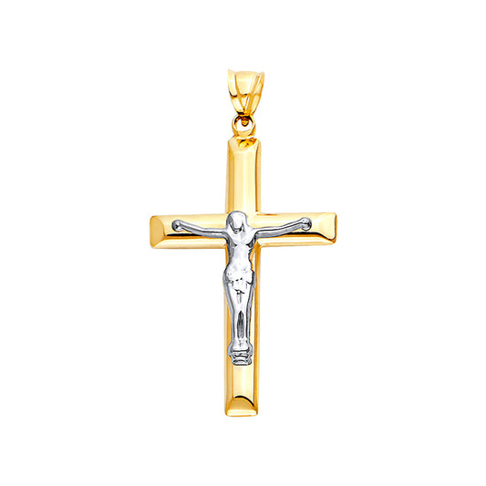 14K Two-Tone Gold Crucifix Pendant aprox 1 3/4" tall