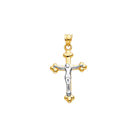 14K Two-Tone Gold Crucifix Pendant aprox 1 1/4" tall