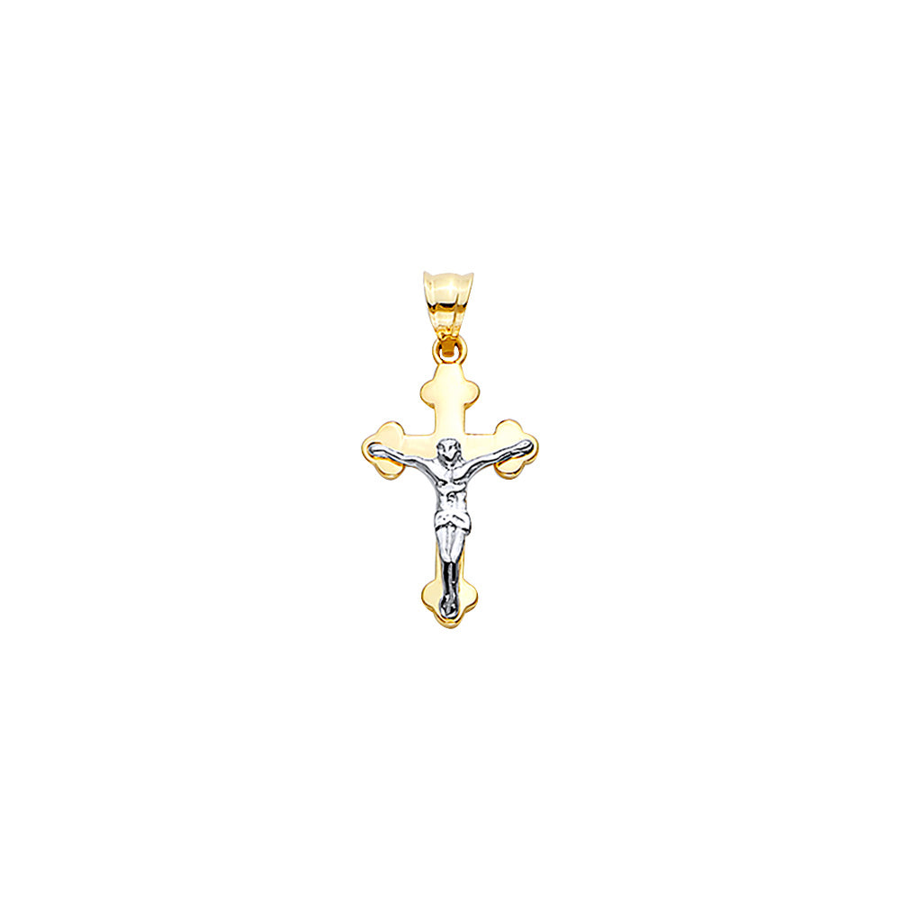 14K Two-Tone Gold High-Polished Crucifix Pendant aprox 1" tall