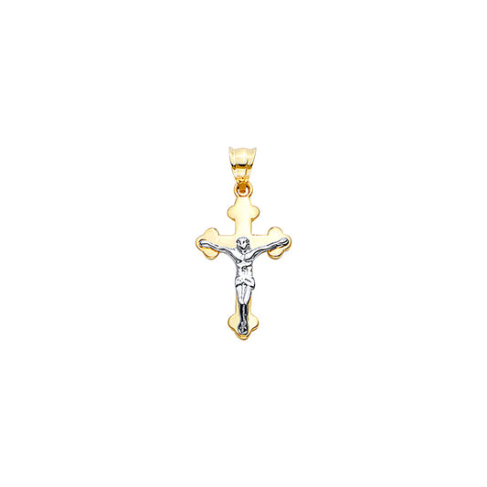 14K Two-Tone Gold High-Polished Crucifix Pendant aprox 1" tall