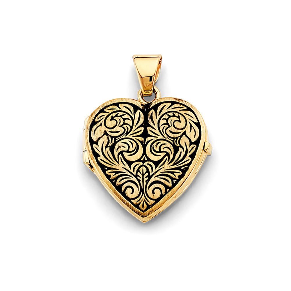 14K Yellow Gold Heart Shaped Locket Pendant