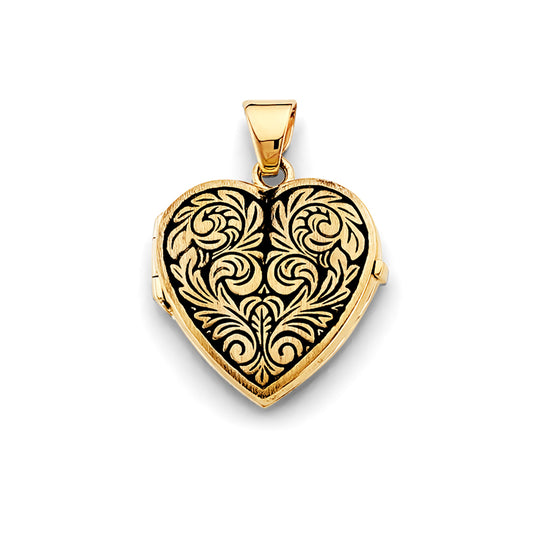 14K Yellow Gold Heart Shaped Locket Pendant