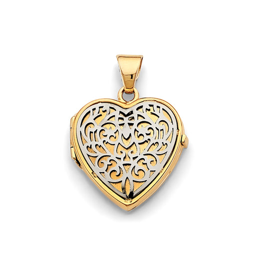 14K Yellow Gold Heart Shaped Locket Pendant